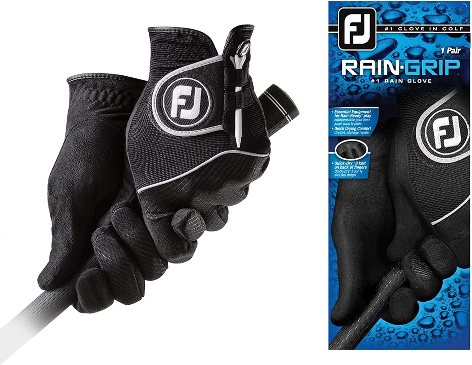 Men'S Raingrip Golf Gloves, Pair (Black)