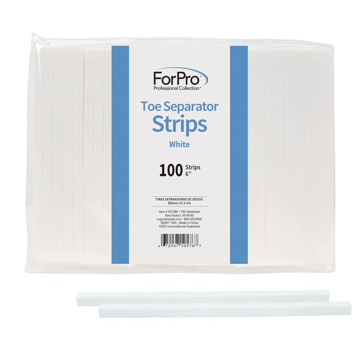 Forpro Toe Separator Strips, Individual Pedicure Toe Separators, 6” L, White, 100-Count