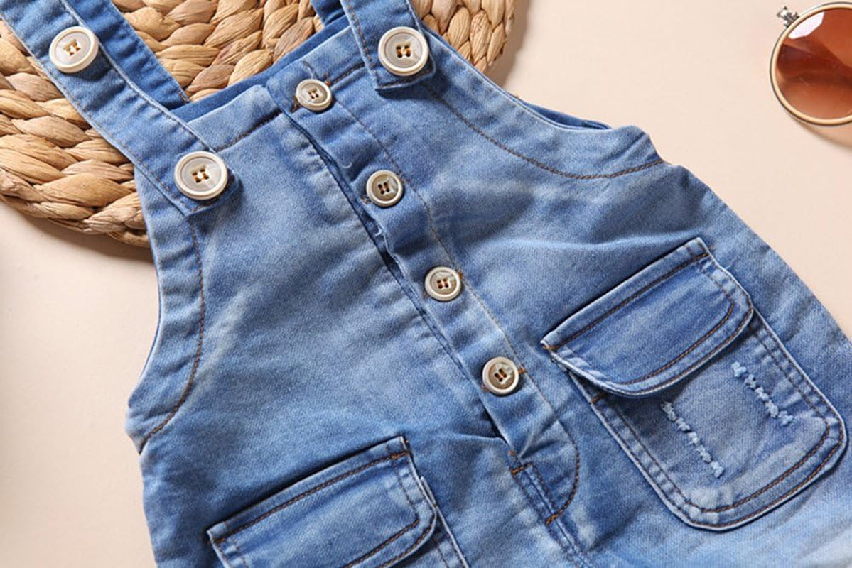 Baby & Little Boys/Girls Blue & Black Denim Overalls,Jean Workwear