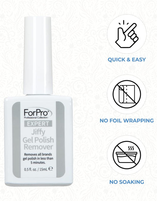 Load image into Gallery viewer, Expert Jiffy Gel Polish Remover, Removes All Brands Gel Polish in Less than 5 Minutes, Quick &amp; Easy Gel Removal, No Foil Wrapping or Soaking Needed, 0.5 Fl. Oz.
