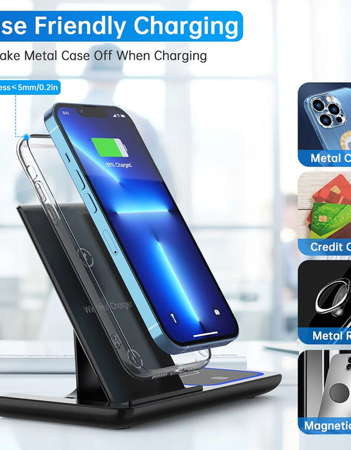 Load image into Gallery viewer, Wireless Charger, 18W Fast Iphone Charging Station for Iphone 16/15/14/13/12 /11/Pro Max/Plus, 3 in 1 Wireless Charging Stand for Iwatch Series SE 10/9/8/7/6/5/4/3, Airpods Pro/3/2 (W/ QC3.0 Adapter)
