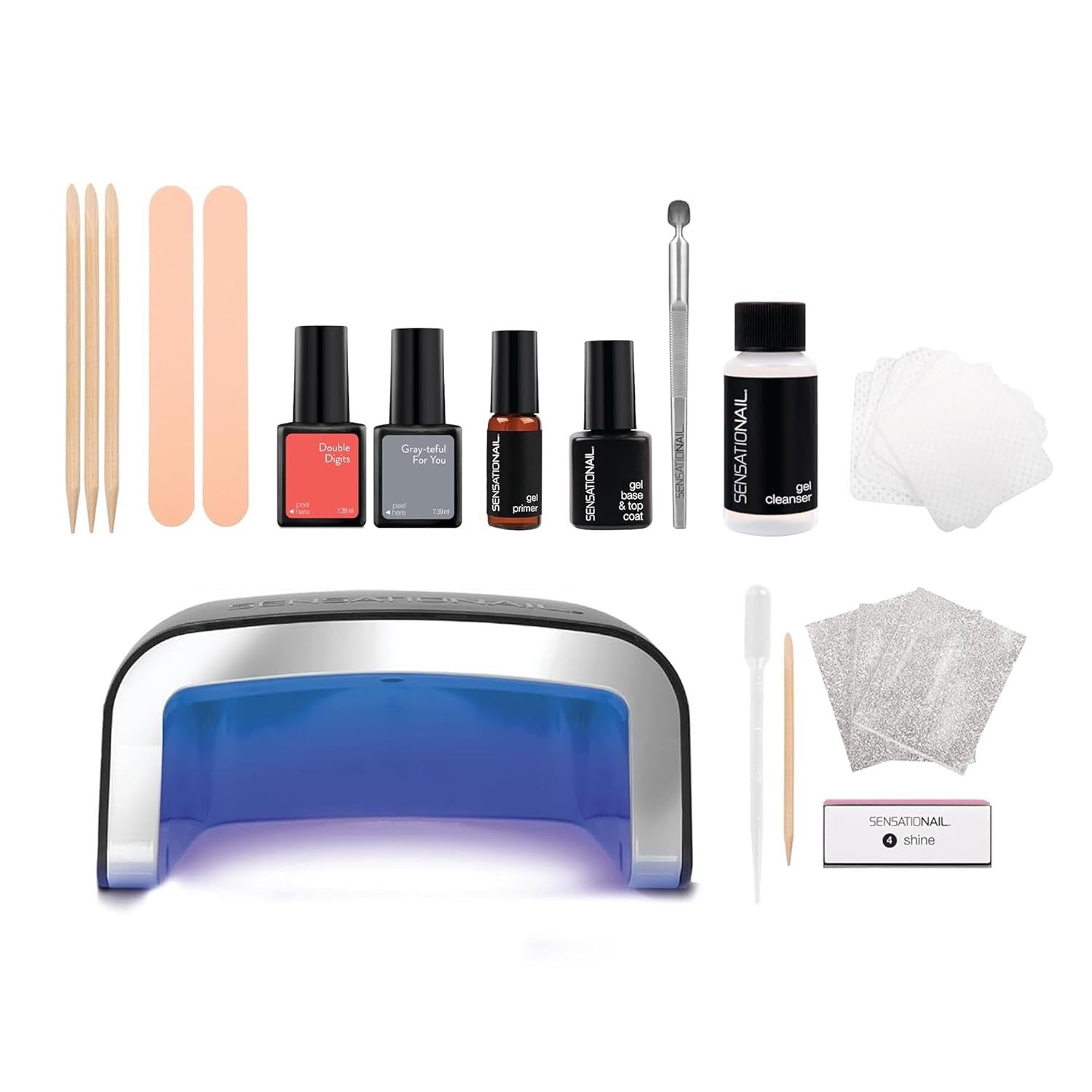 Clean Prep & Cure Gel Nail Polish Kit - Long-Lasting Salon Grade Manicure Kit with UV Lamp - Includes Primer, Base & Top Coat, Cleanser, and Manicure Essentials - Lasts up to 2 Weeks