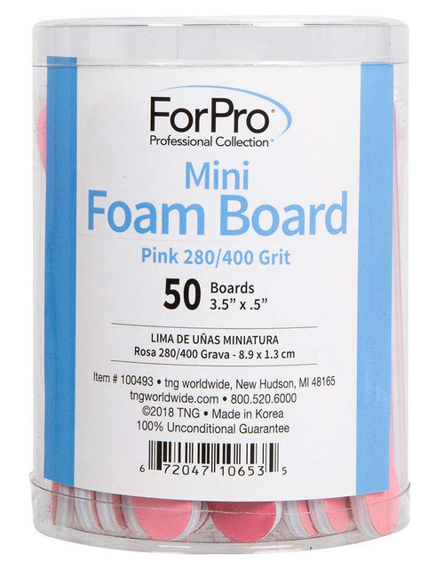 Load image into Gallery viewer, Mini Foam Board, Double-Sided Nail File, 280/400 Grit, 3.5” L X .5” W, Pink, 50-Count
