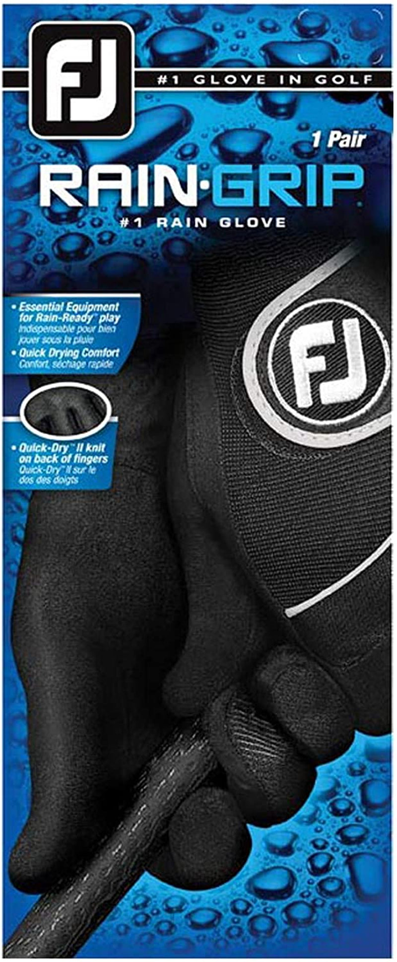 Men'S Raingrip Golf Gloves, Pair (Black)