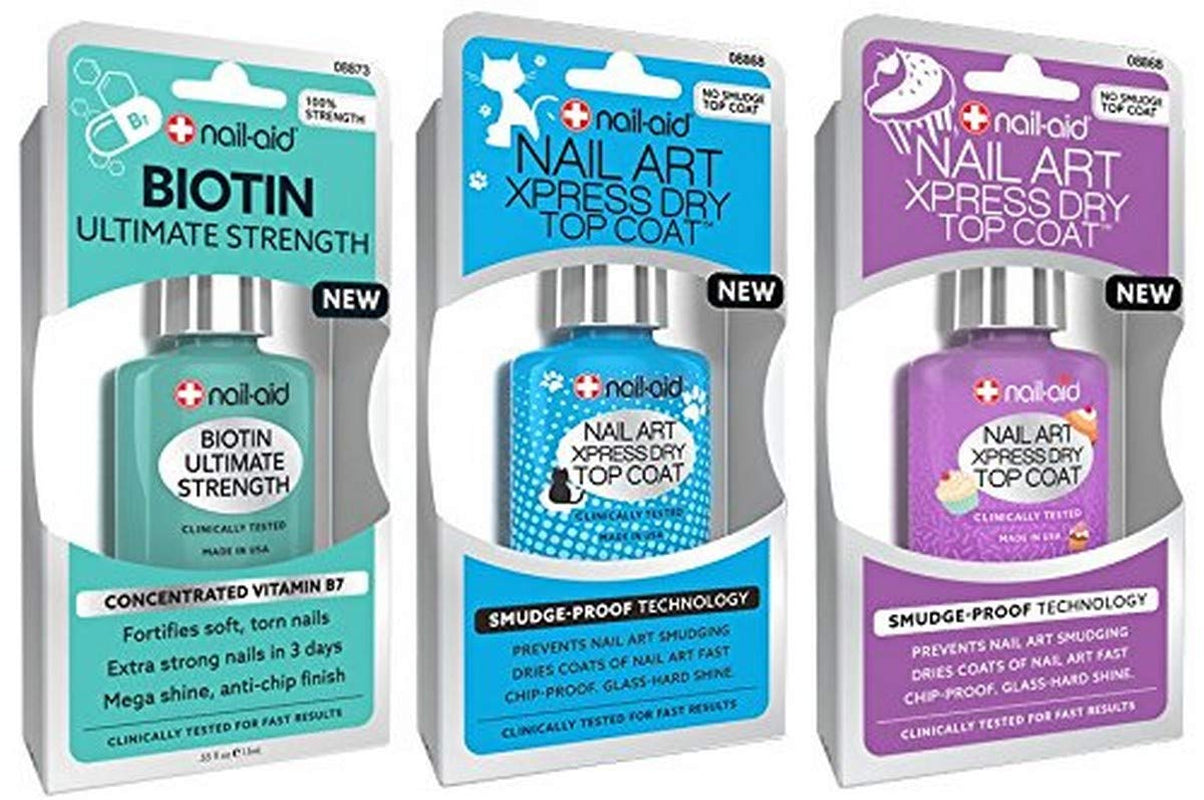 Biotin Base Coat + Nail Art Xpress Dry Top Coat, Clear, 3 Count