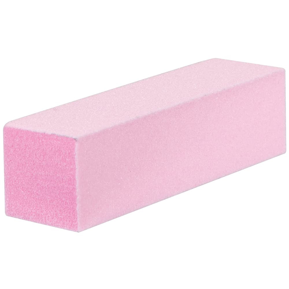 Pink Pedicure Block, 100/180 Grit, Three-Sided Pedicure Nail Buffer, 3.75” L X 1” W X 1” H, 15-Count